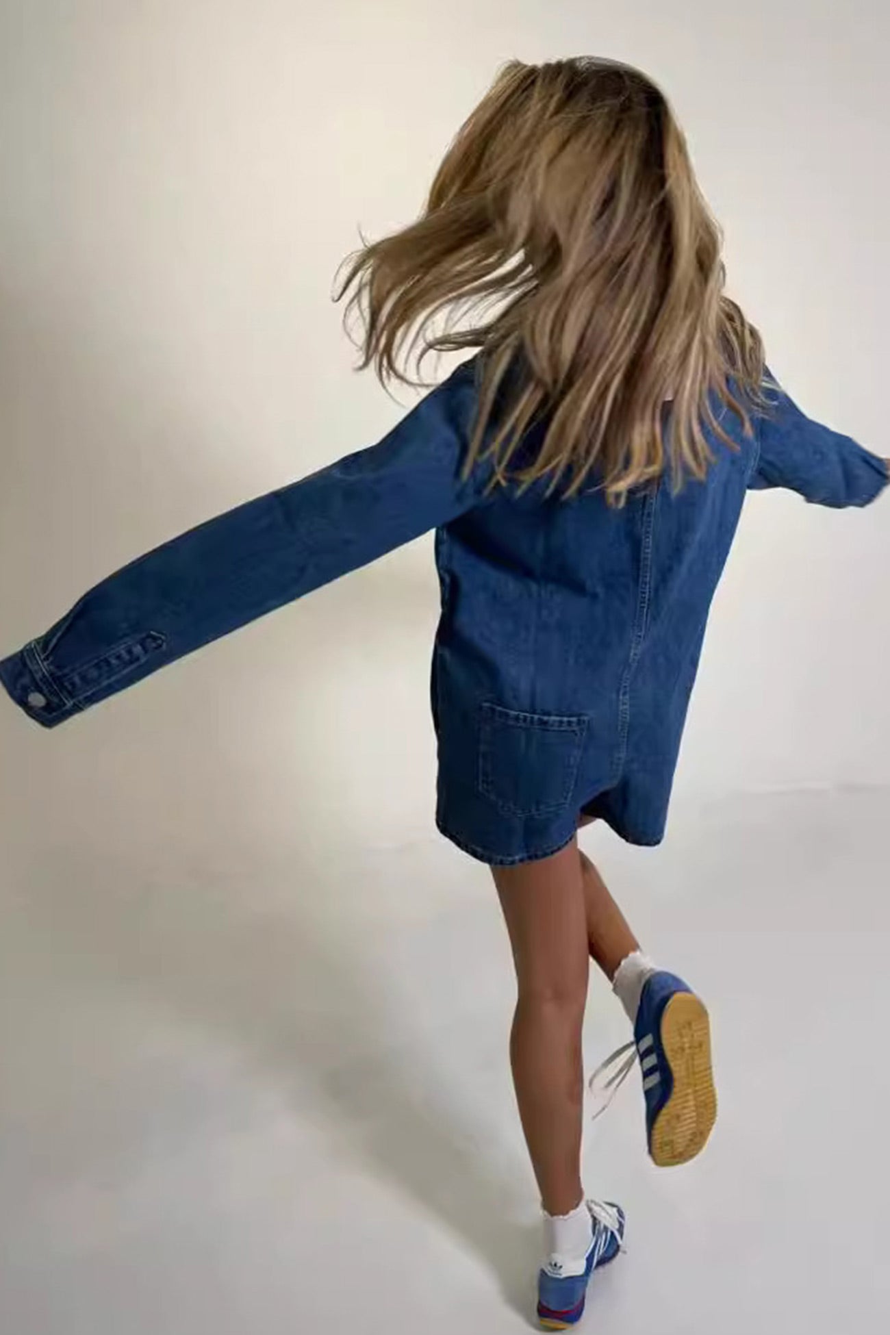 Lapel Long Sleeve Denim Rompers