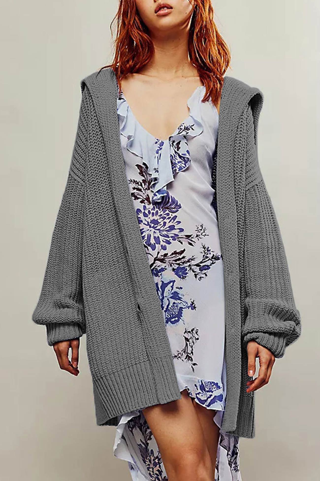 Lapel Single Buckle Mid-length Cardigan