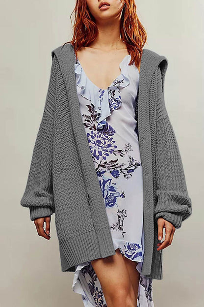 Lapel Single Buckle Mid-length Cardigan