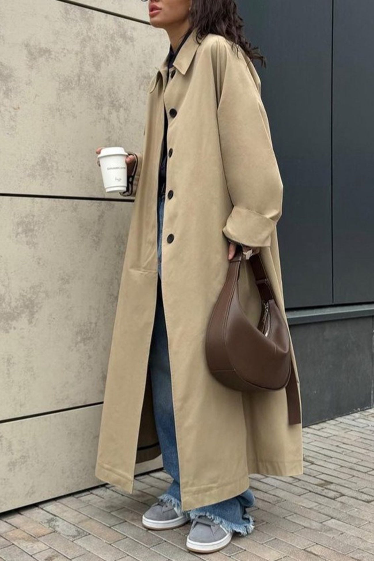 Lapel Single-breasted Cotton Trench Coat