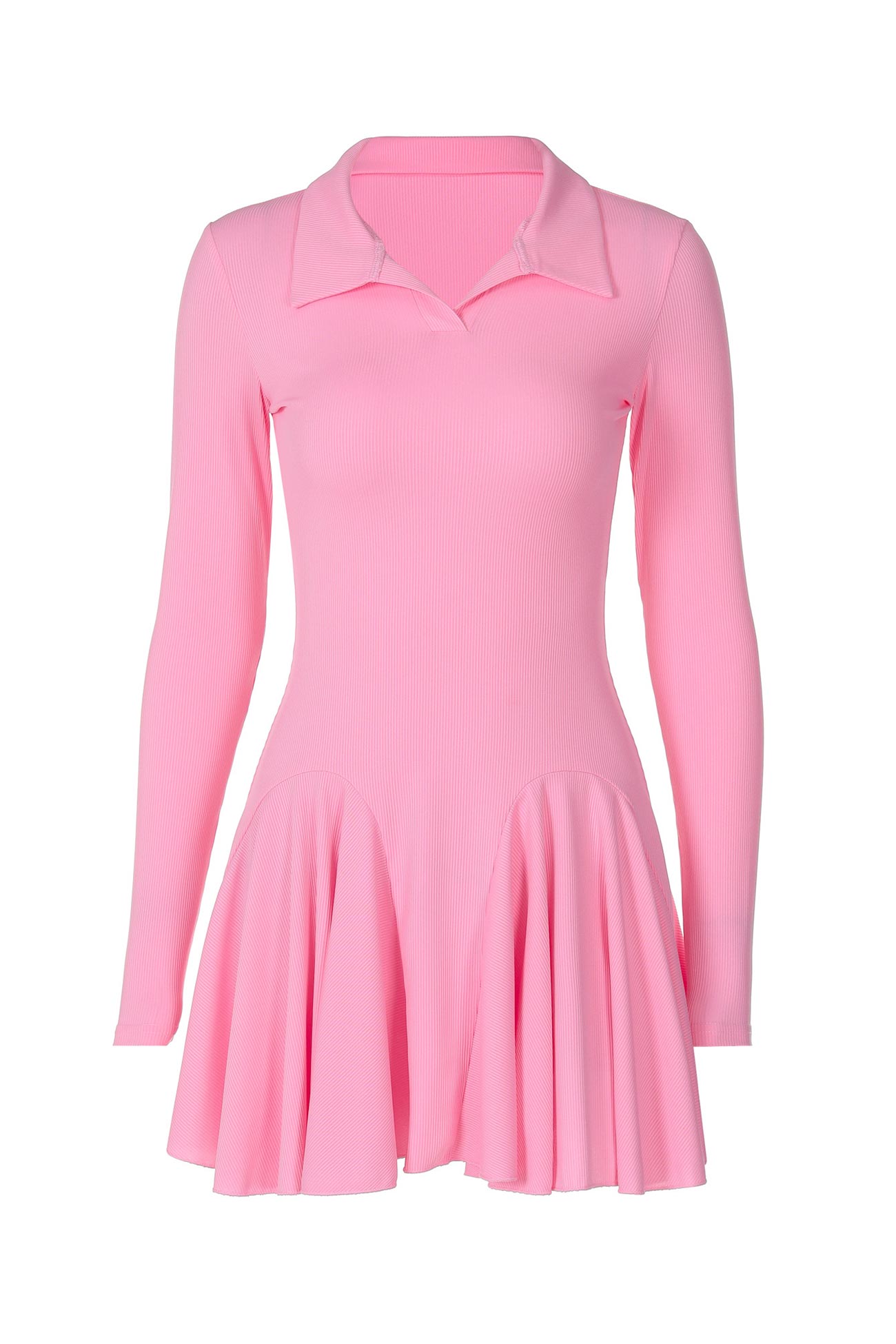 Lapel Long Sleeve Ruched Mini Dress