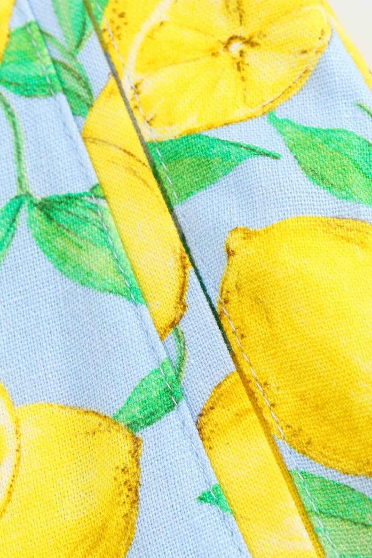 Lemon Print Tie Up Shorts Two Piece Set