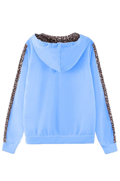 Leopard Patchwork Zip-up Hoodie Suits