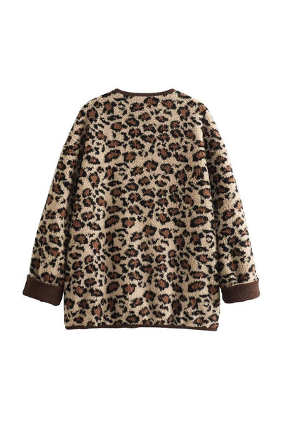 Leopard Print Button Down Coat