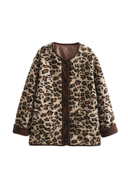 Leopard Print Button Down Coat