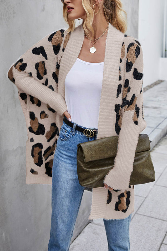 Leopard Print Open Front Cardigan