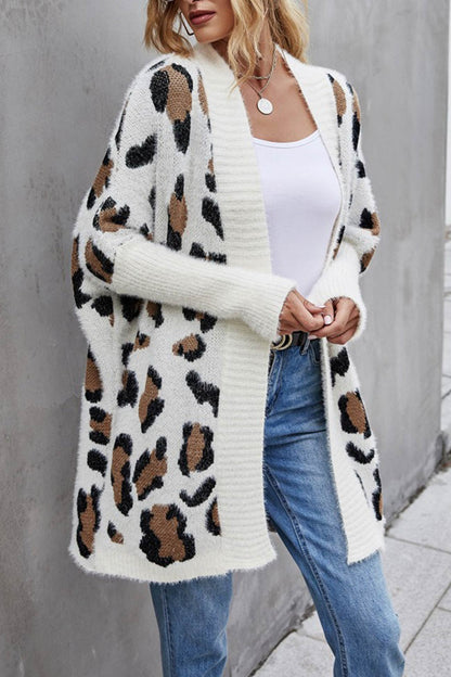 Leopard Print Open Front Cardigan