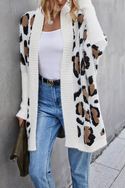 Leopard Print Open Front Cardigan