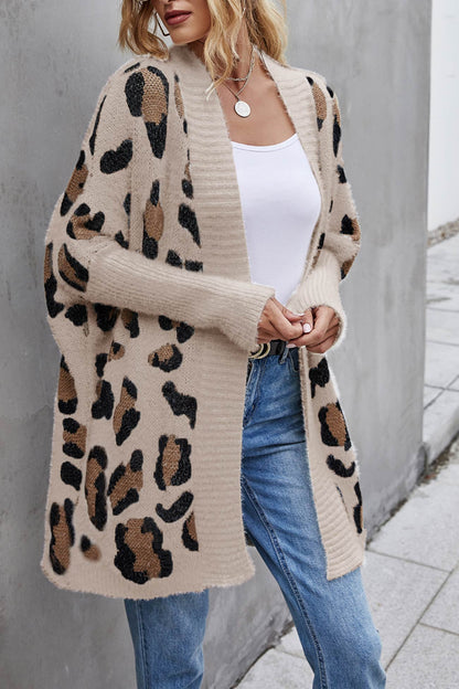 Leopard Print Open Front Cardigan