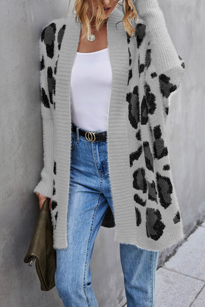 Leopard Print Open Front Cardigan