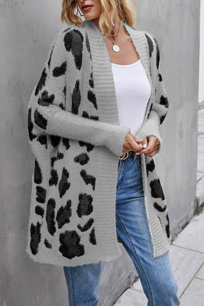 Leopard Print Open Front Cardigan