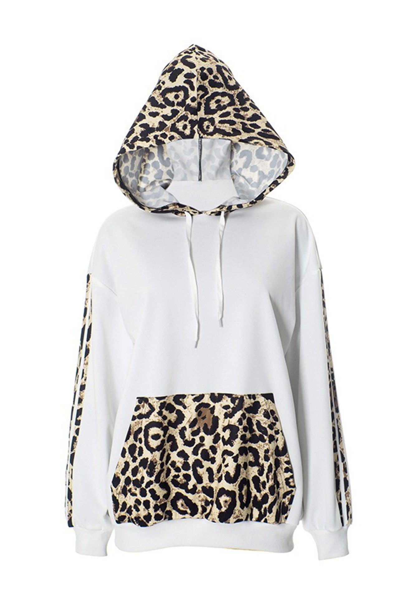 Leopard Print Patchwork Loose Hoodie