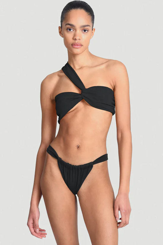 Asymmetrical Ruched Cheeky High Leg One Shoulder Bikini Two Piece Swimsuit