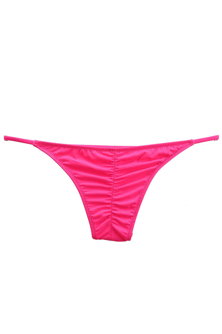 Brazilian Scrunch Back Seamed Edge String Bikini Bottom