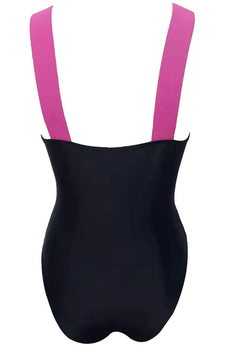 High Cut Suspender Strap Deep V Underwire One Piece Swimsuit