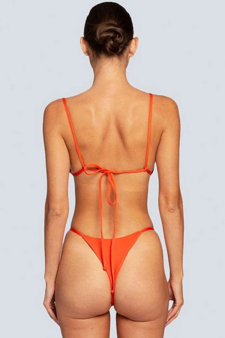 Sexy Metallic Ring Slide Bralette String Bikini Two Piece Swimsuit